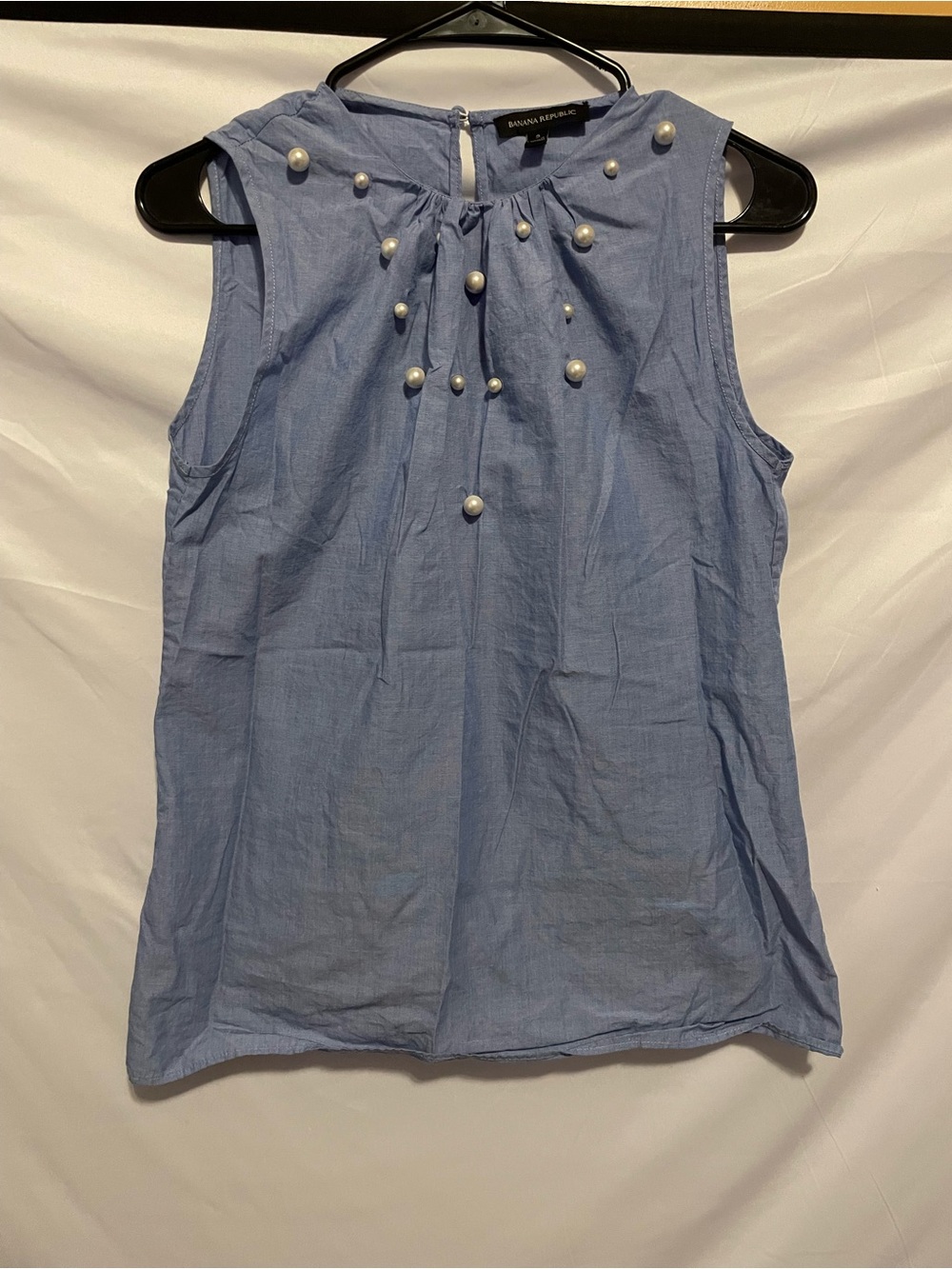 Banana Republic Light Blue Pearl-Embellished Sleeveless Camisole